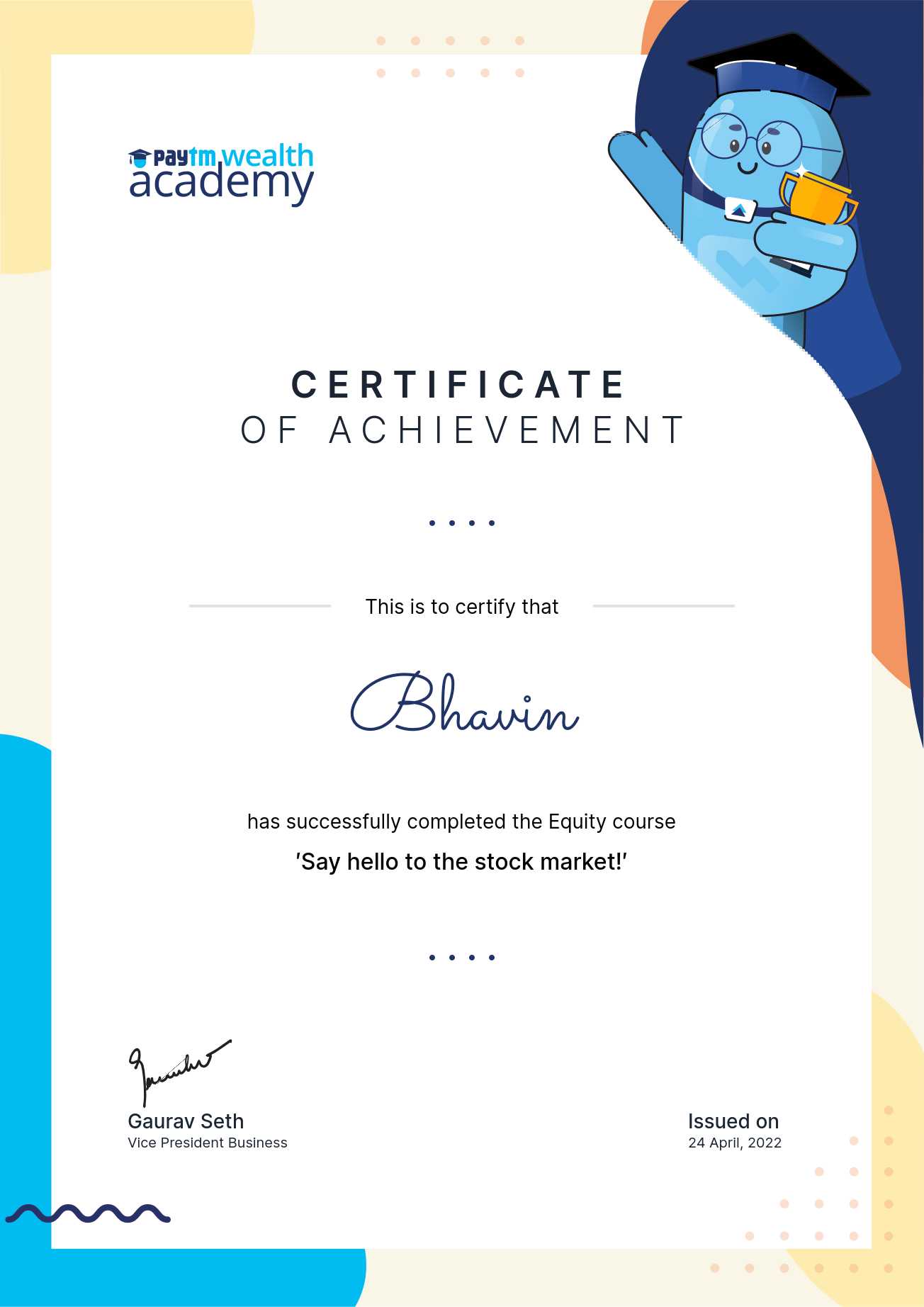 Certificate of Achievement