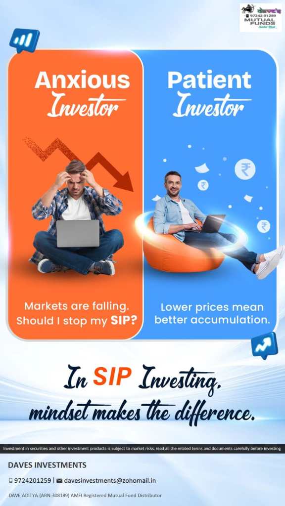 An anxious investor reacts to noise.A patient investor accumulates opportunity.In SIP investing, mindset makes the real difference.Stay disciplined. Stay invested.