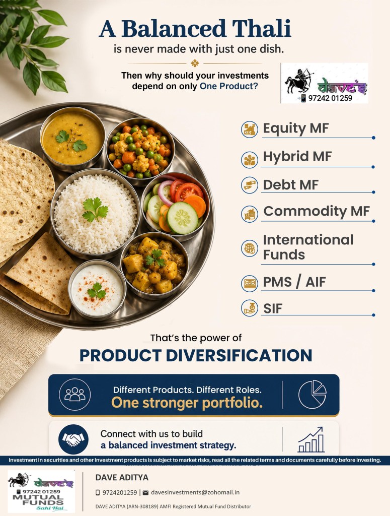 A Balanced thali is made with multiple Dish, then why should your investments depend on one Product?